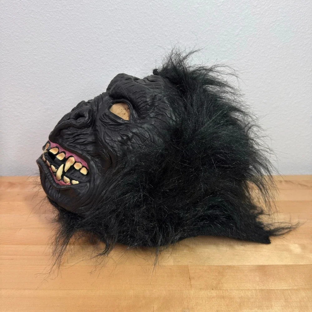 Scary Gorilla Mask Black‎ Faux Fur Halloween Costume Prop Adult One Size